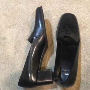 EASY SPIRIT Samurai Black Leather Block Heeled Tassel Loafers Slip On Shoe-10